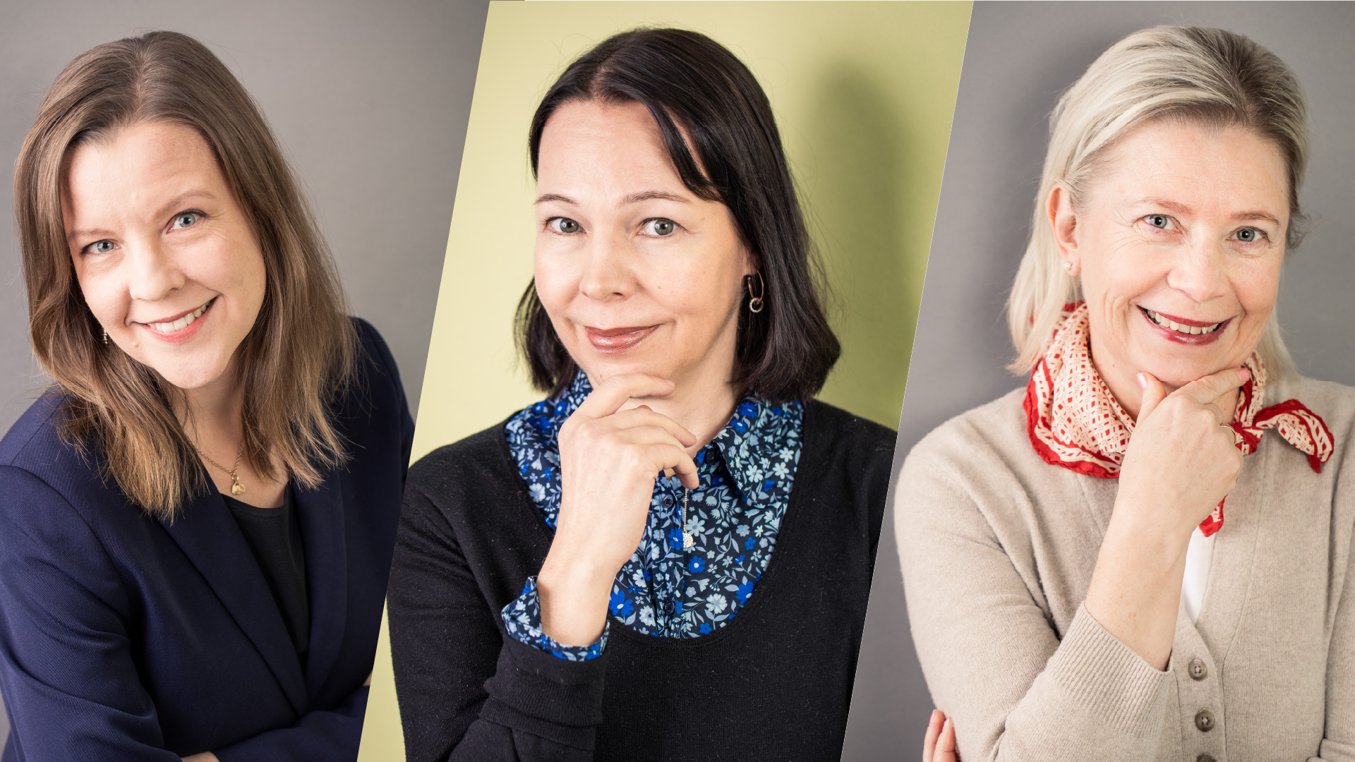 FPA:s nya forskningsprofessorer Jenni Blomgren, Karoliina Koskenvuo ja Riitta Seppänen-Järvelä.